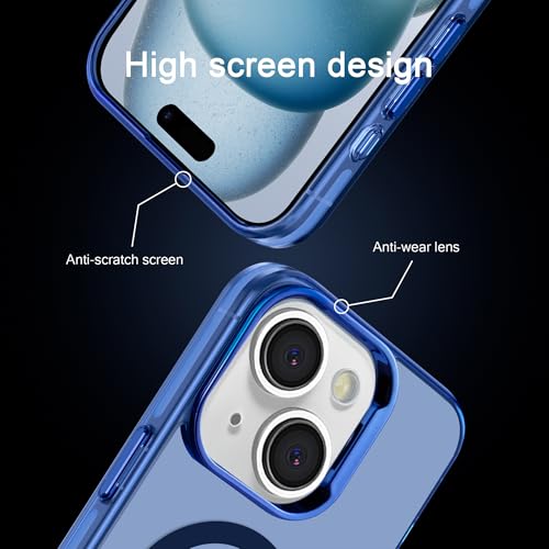 Coque iPhone 15 Plus Magsafe transparente antichoc fine bleu 6.7 pouces