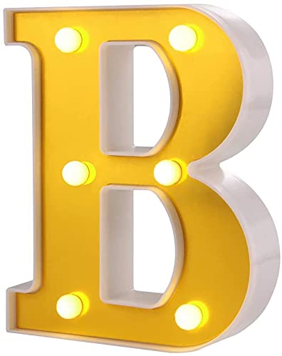 SATYAM KRAFT 1 Piece Golden Marquee Alphabet Shaped LED Light - Decorative Letter Lamp for Valentine’s Day, Bedroom, Wedding, Birthday, Home Decor, Romantic Gift Night and Wall Lamp (B)