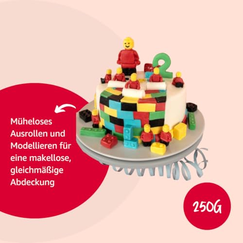 RUF Fondant schwarz, zum Formen von Figuren, Blumen und Buchstaben geeignet, Modellierfondant, Rollfondant, ohne Palmöl, glutenfrei und vegan, 250g (1er Pack)