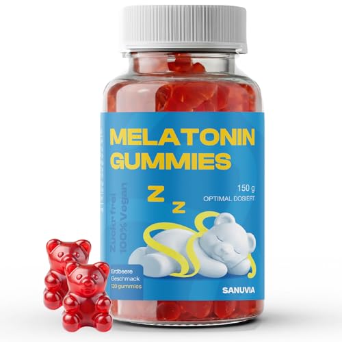 Melatonin Gummies 120 Stück 0 5 mg Melatonin + Vitamin B6 - Schlafhormon zuckerfreie Gummibärchen 100% vegan gelatinefrei (Pektin) Erdbeergeschmack