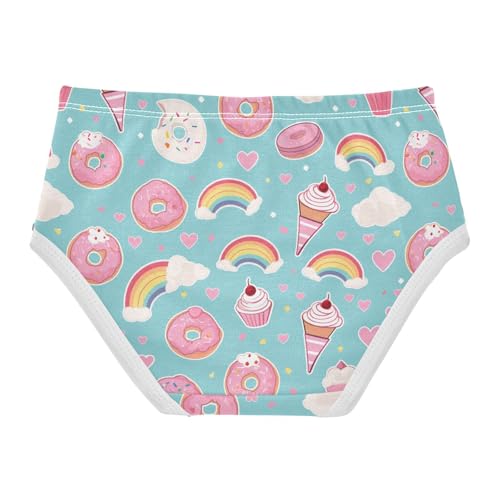 Wusikd Cupcakes Doughnuts Girls' Underwear Cotton Rainbows Girls Briefs Soft Toddler Underwear 2T2