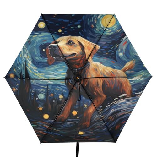 Parapluie pliant Fancy Blue Moon Dog compact anti-UV pour enfant