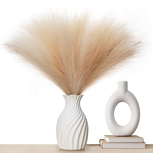 Mocoosy 6PCS Pampas Grass Artificial, 35"/88cm Large Tall Pampas Grass Decor, Faux Pampas Grass Fluffy Fake Long Feather Plants Artificial Flowers for Floor Vase Wedding Home Boho Decor -(3 Colors)