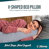 CnA Stores Orthopaedic V-Shaped Pillow Extra Cushioning Support For Head, Neck & Back (Grey, V-pillow With Cover) - Image 3