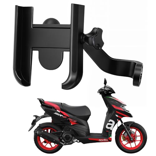Image of Metal CNC Mobile Holder for Scooter, Scooty & Motorcycle Compatible for Aprilia SR 160, Mirror Mount, 360 Rotation, Strong Anti-Slip Grip, Wide Adjustable Fit for All Smartphones (Black)