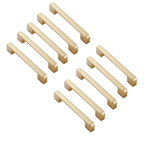 MARGUERASW Poignee de Meuble Cuisine dorées Lot de 10 Poignée Meuble Poignée Tiroir poignee barre meuble entraxe 96mm-Poignées de Meubles dorées Poignée Placard Cuisine Cover