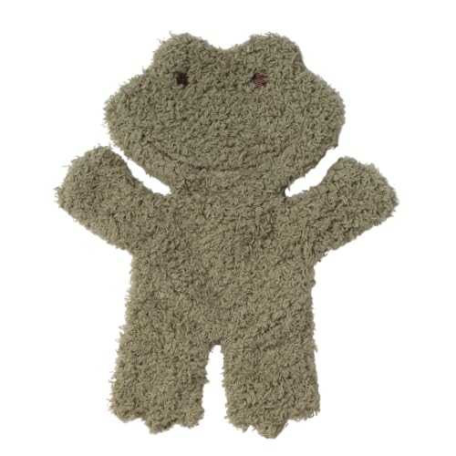 Image of Lambs & Ivy Froggy Cotton Muslin Swaddle Blanket w /Lovey Baby Gift Set | Large 44 inch square infant swaddle blanket with soft boucle green lovey security blanket.