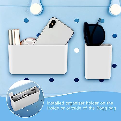 Bogg Bag Organizer Inserts – 2 Pack Clip-On Storage Holders for Bogg Bags - Inside/Outside Installation - Easy Snap-In Accessories for Phone, Keys& Essentials - White4
