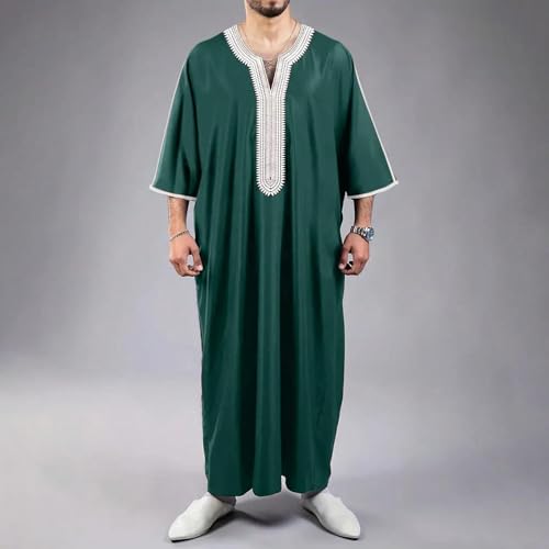 Mens Embroidery Moroccan Thobe Men Muslim Mogadishu Djellaba Robe Islamic Jubba Prayer Kaftan Islamic Arabic Abaya2