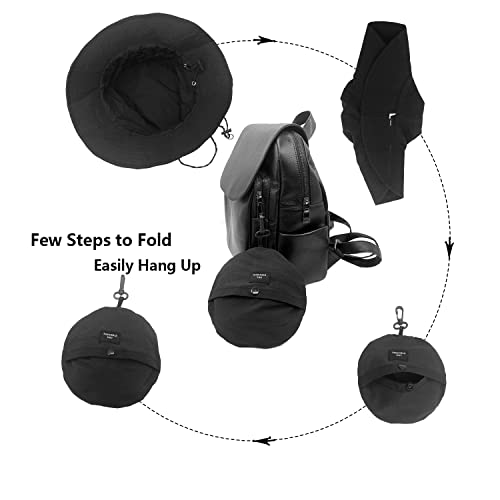 Woogwin Waterproof Bucket Rain Hat With Chin Strap Quick Dry Packable Boonie Sun Hat Safari Hat Uv Protection(Black) #TOP5