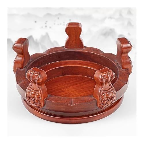 Soporte circular de palisandro para taburete de bonsái y plantas mini 6