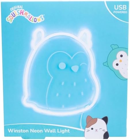 Fizz Creations Squishmallows Winston the Owl Wall Light | Officially Licensed | USB Powered | Vibrant Blue Light | Wall Mount Options Mood Light. LED Lights Neon Effect Light. image 5