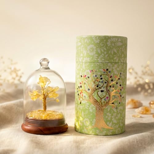 Image of Astrotalk Citrine Crystal Dome Tree,Attract Wealth & Prosperity,Feng Shui Items for Good Luck & Prosperity,Home Decor for Living Room & Office,Housewarming Gifts,Aesthetic Home Decor Items, 13 cm