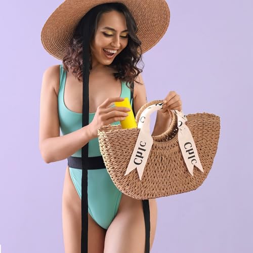 Bolso pequeño de paja trenzada para mujer miniatura 2