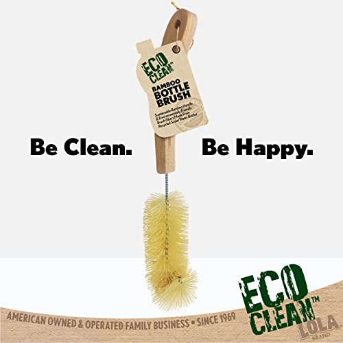 LOLA Bamboo Bottle Brush, Ergonomic Durable Bamboo Handle, Non Scratch, Easy Storage, Bristles Made from Recycled Soda/Water Bottles - 1 Pack - Thumbnail 7