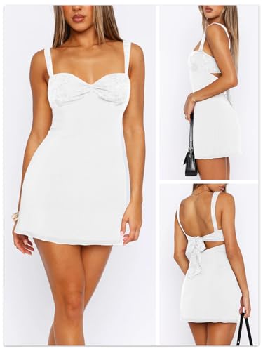 Image of Women's Summer Mini Dresses Sleeveless Sexy Square Neck Lace Splicing Cocktail Party Straps Bodycon Dress