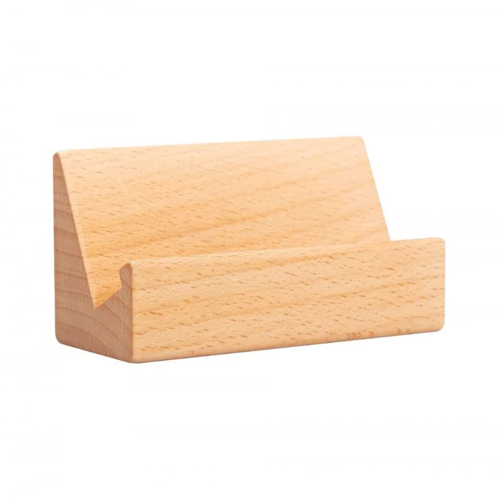 MOBYGKFY 1 Solid Wood Desktop Business Card Display Rack Memo Storage Box Communal Organizer