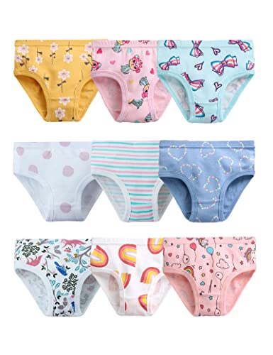 Kiench Girls' Underwear Cotton Toddler Little Girls Briefs Soft Panties 9-Pack