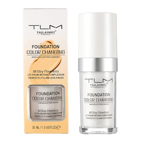 Base de maquillaje que cambia de color, base líquida de cobertura total, corrector de maquillaje resistente al agua de larga duración, ligero e hidratante para todos los tonos de piel, 30 ml