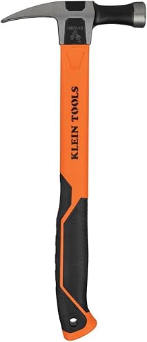Miniatura 14 de Klein Tools H80718 Martillo de garra recta con cabeza lisa, 18 onzas, mango de agarre antideslizante de fibra de vidrio con orificio de sujeción, 15