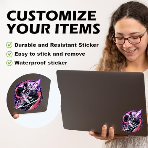 Image of Solo Leveling Peeker Anime Manga Decal Water Resistant Sticker Indoor Use Ideal for Laptop Window (Sung Jin Woo Purple)