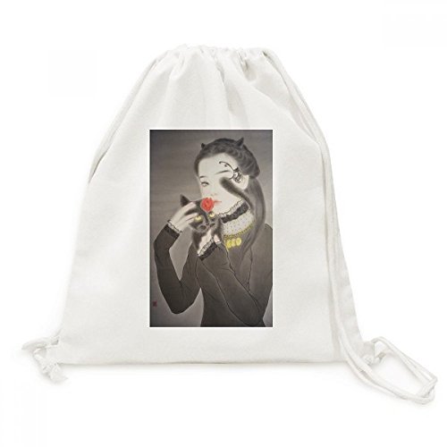 Sac de voyage chat noir style chinois aquarelle pour étudiant