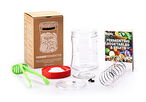 KEFIRKO Veggie Fermenter | Einmachglas | cleveres Fermentier Starter Set - 848ml rot Cover