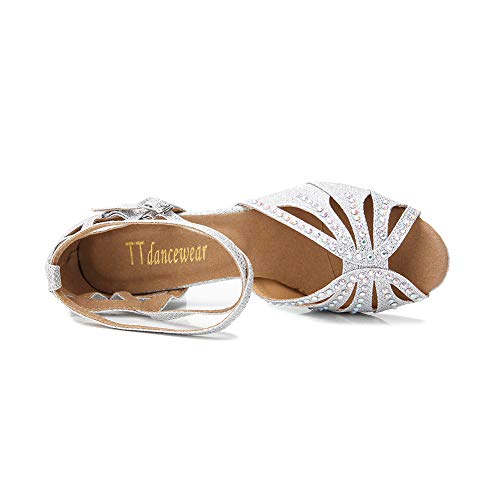 Image of TTdancewear Women Rhinestone Ballroom Dance Shoes Latin Salsa Performance Dance Shoes