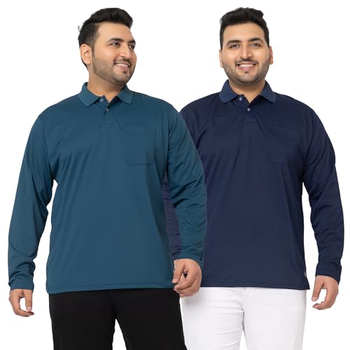 Image of YHA Polo Neck Full Sleeves Plus Size Men's Tshirts (Pack of 2)