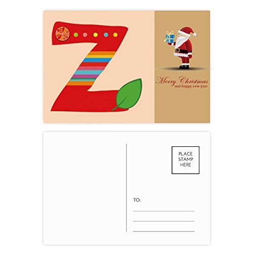 Cartes postales Père Noël Orange Fruit Z Alphabet ravivez la magie des vœux écrits
