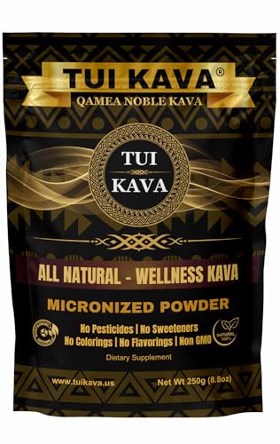 TUI KAVA PREMIUM WELLNESS KAVA - MICRONIZED Noble Kava 250g (8.8oz) - Trial/Travel Size | Very Heady | All Natural Relaxation | Increase Focus | Mood/Sleep Support | Stress Relief | NO STRAINING