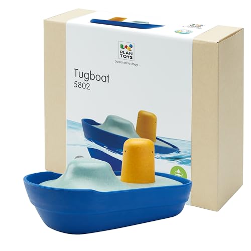 PlanToys Remorqueur 5802 Petit Bateau de Bain pour Enfant