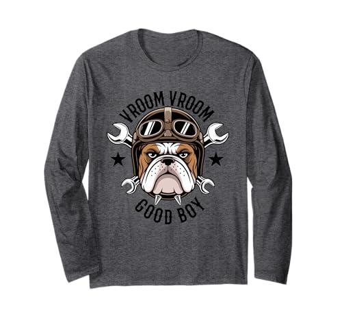 Vroom Vroom Bulldog Mechanic Biker Casque Clé croisée Manche Longue