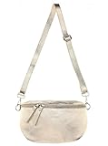 Zwillingsherz Bauchtasche mit Reißverschluss aus 100% Echtleder - Hochwertige Schultertasche zum Umhängen für Damen Frauen Mädchen – Crossbag groß und elegant - Umhängetasche Handtasche Bag