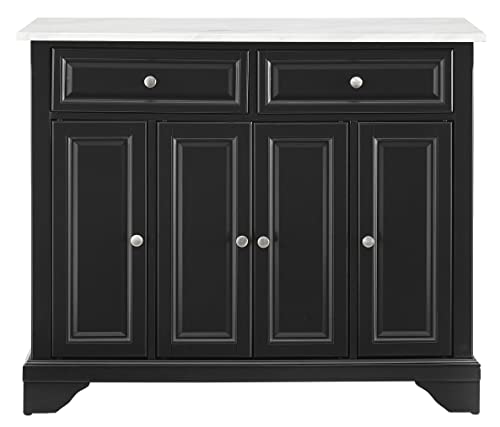 Crosley Furniture Avery Kitchen Island With Faux-Marble Top And Optional Casters, Distressed Black #TOP3