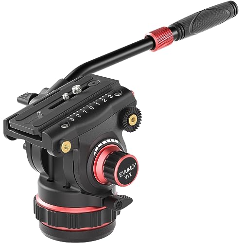 EVUMO V12 フルードビデオ雲台、デジタル一眼レフカメラ用無段階調整可能パン＆ティルト減衰フルード三脚雲台、75mmベース ヘビーデュー 41OBPvshezL.jpg