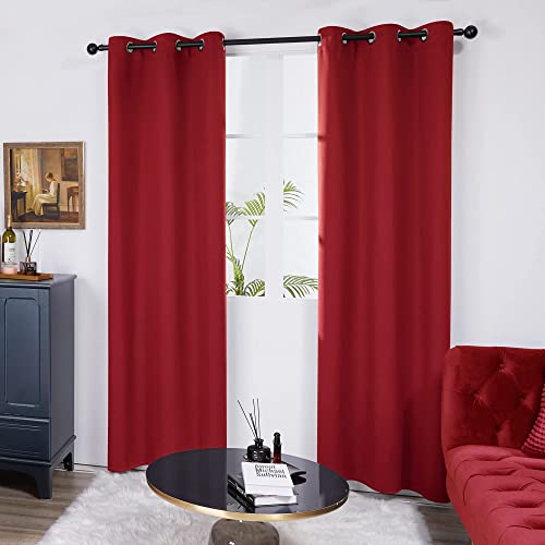 Deconovo Grommet Blackout Curtains For Girl's Room, Room Darkening Thermal Insulated Window Curtain, True Red, 42X84-Inch, 1 Panel #TOP1