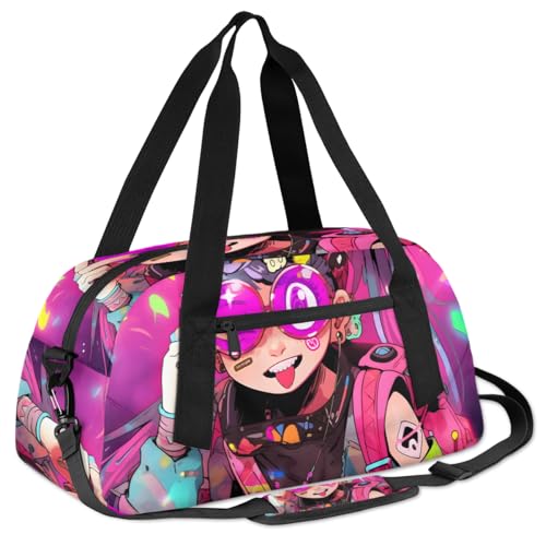 Manga Girl Kids Duffle Bag Boys Girls Small Sport Dance Gym Bag for Overnight Travel Weekender Carry On3