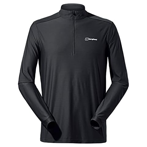 Berghaus Men's 24/7 Half Zip Long Sleeve Tech Baselayer T-Shirt, Black, L Cover