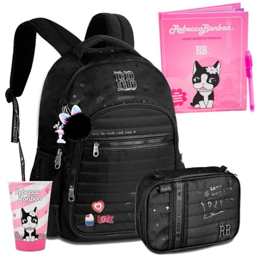 Kit RB Mochila Costas Pompom Lancheira Térmica Linha Holográfica Rebecca Bonbon Coleção Escolar 2025