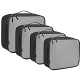BAGAIL 4 Set Packing Cubes Various Sizes Packing Organizer for Travel Accessories Luggage Carry On Suitcase-Black