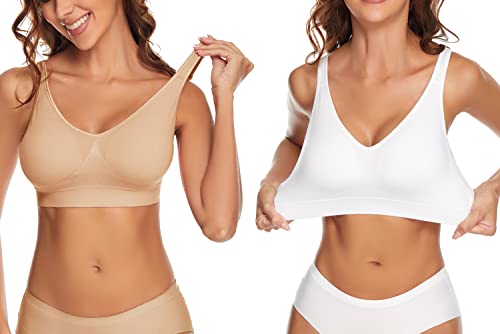 Wireless Bras for Women Wirefree Seamless Bras No Underwire Comfort Bras with Removable Pads 3 Pack4