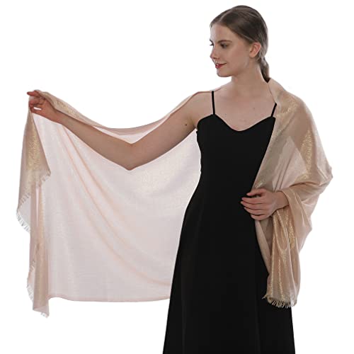 LMVERNA Sparkling Metallic Shawls and Wraps for Evening Dresses Wedding Fringed Shawl Wrap Scarf for Women