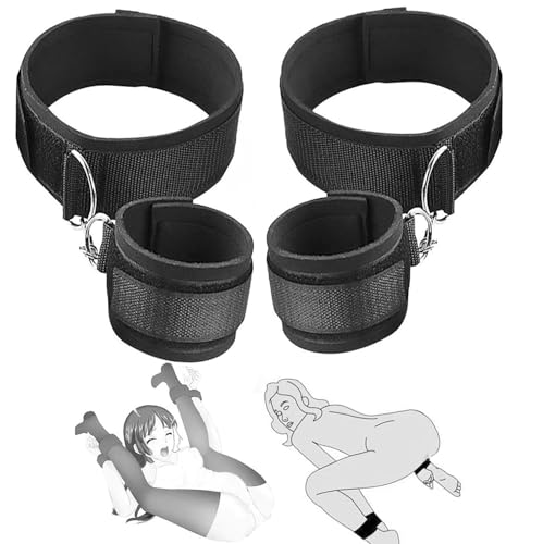 PUTISHU BDSM Kit Sexy Bondage Sets SM Sex Games Kit Women's Restraints Set for Couples Bedroom Restraints Sex Toys with 2 Wrist and Thigh Cuffs Set Handcuffs Sex Play Toy