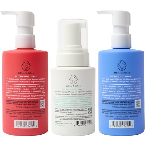 Dabble & Dollop USA Kids 3-in-1 Body Wash, Shampoo & Bubble Bath Variety Set – Strawberry, Blueberry & Vanilla, Tear-Free, Gentle, Hypoallergenic and Safe for Sensitive Skin (Pack of 3) by Dabble & Dollop - Used condition - Image 8