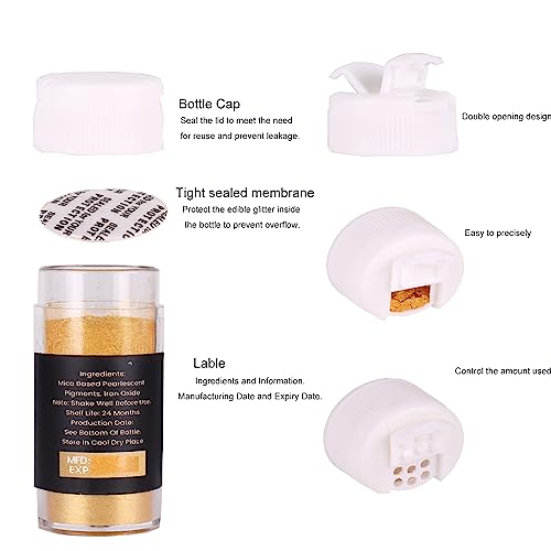 Shimmer Edible Glitter Set 12 Colors, Food Grade 5g, Shimmer Edible Glitter for Drinks Cocktails Baking Strawberries Chocolates Cupcakes, Sujoygar