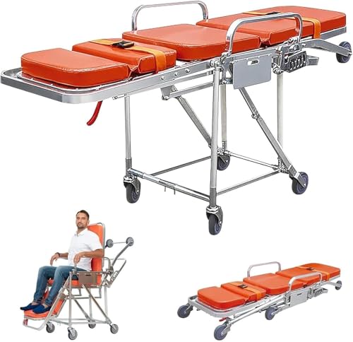 Amaibijin 新登場 救急車用担架ベッド 救急ストレッチャートロリー 折りたたみ式アルミ合金自動負傷を輸送 患者輸送緊急ストレッチャープッシュカー取り外し可能な緊急救助ストレッチャー 応急処置の必需品