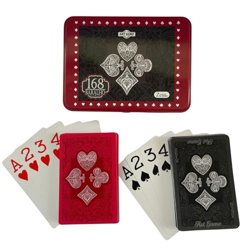 Baralho 108 Cartas A Prova D'água Com Estojo De Metal Ideal Para Jogos Em Família E Muita Diversão