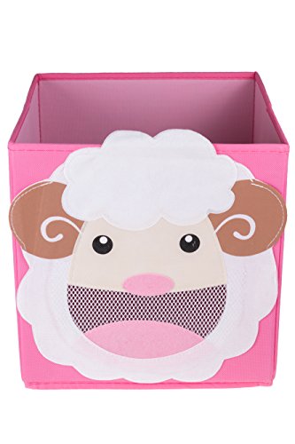 Clever Creations Cute Smiling Sheep Collapsible Toy Storage Organizer Toy Box Folding Storage Cube for Kids Bedroom | Perfect Size Storage Cube for Books, Kids Toys, Baby Toys, Baby Clothes