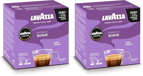 LAVAZZA - Cafe Espresso Soave - Café Capsule A Modo Mio - 100% Arabica - Café Doux et Léger - 16 Capsules Compatibles Lavazza A Modo Mio® (Lot de 2)